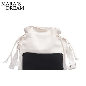 

Mara's Dream 2020 New Solid Color Fashion Ladies Small Fresh Canvas Bag Messenger Bag Art Drawstring Shoulder Bag