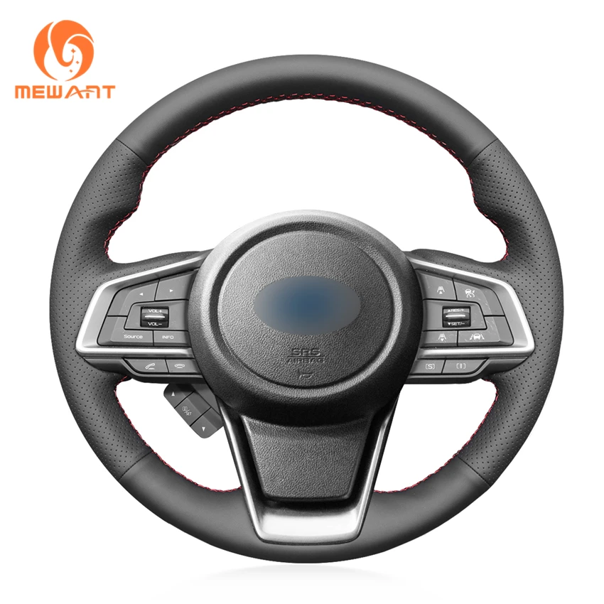 

MEWANT Black Artificial Leather Hand Sew Wrap Car Steering Wheel Cover for Subaru Forester 2019 Ascent 2019 Crosstrek 2018-2019
