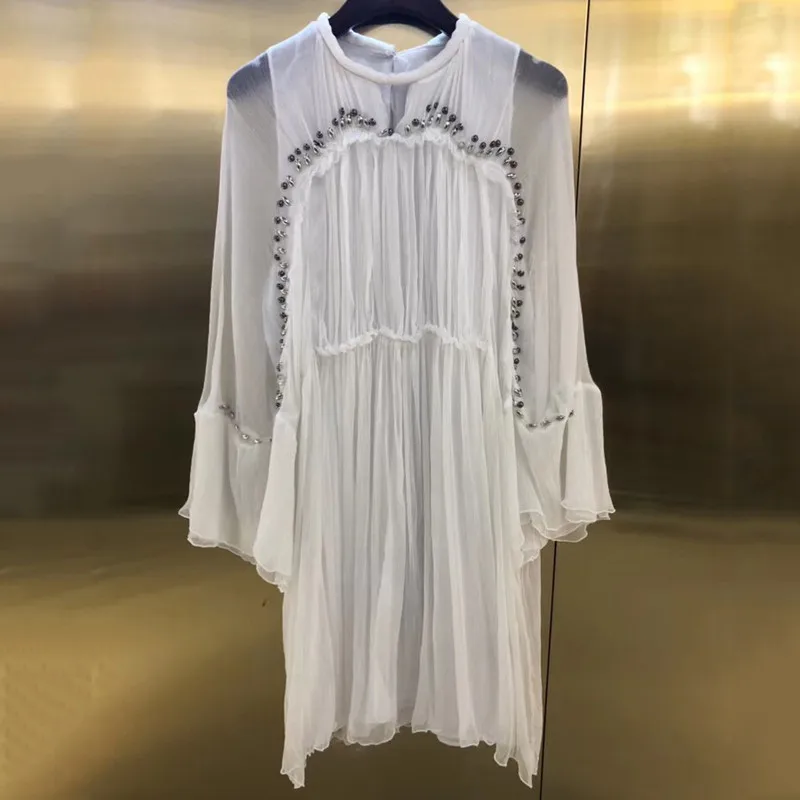 

Women Elegant Mini Dress Autumn Summer O-neck Fashion Full Sleeve Dress for Lady 2019 Women New Dress