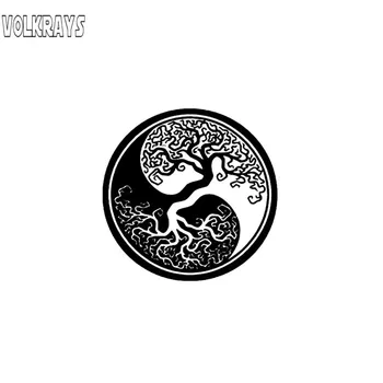 

Volkrays Fashion Car Sticker Tree Root Yin and Yang Motorcycle Accessories Reflective Sunscreen PVC Decal Black/Sliver,16cm*16cm