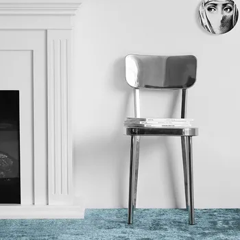 

Nordic Modern Minimalist Dining Chair Outdoor Stainless Steel Chairs Designer Home Creative Backrest Leisure Chair