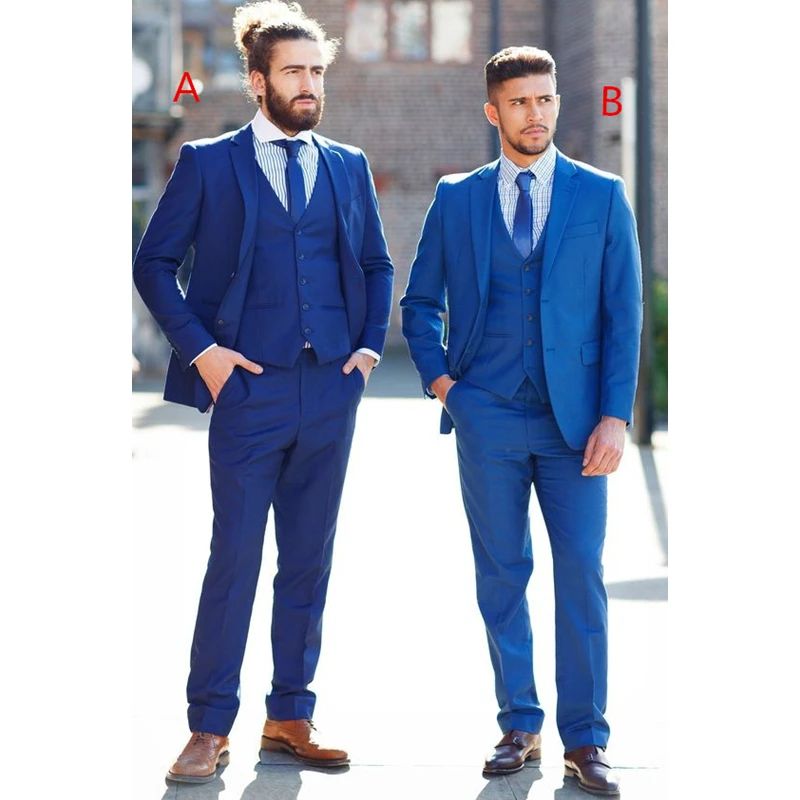 

Custom Made New Style Navy Blue Wedding Men Suits Slim Fit 3 Pieces Groom Tuxedos Suits Prom Blazer (Jacket+Vest+Pants)