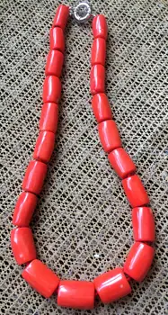 

> >>>Natural large beads Orange red Coral Necklace Long 18"