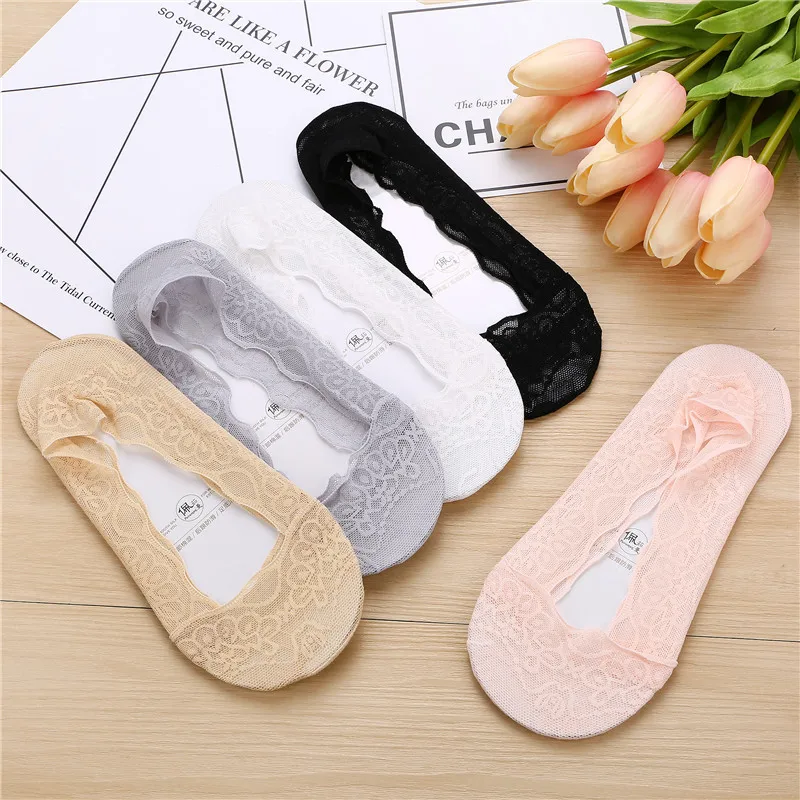 

1 Pairs Fashion Women Girls Summer Socks Style Lace Flower Short Sock Antiskid Invisible Ankle Socks