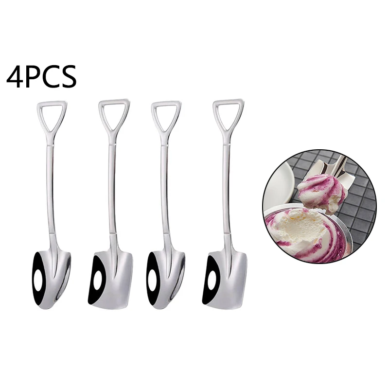 Set 8 Cucchiaini A Forma Di Pala In Acciaio Inox - Creativi E Pratici Per Gelati, Caffè E Dessert - Foto 7