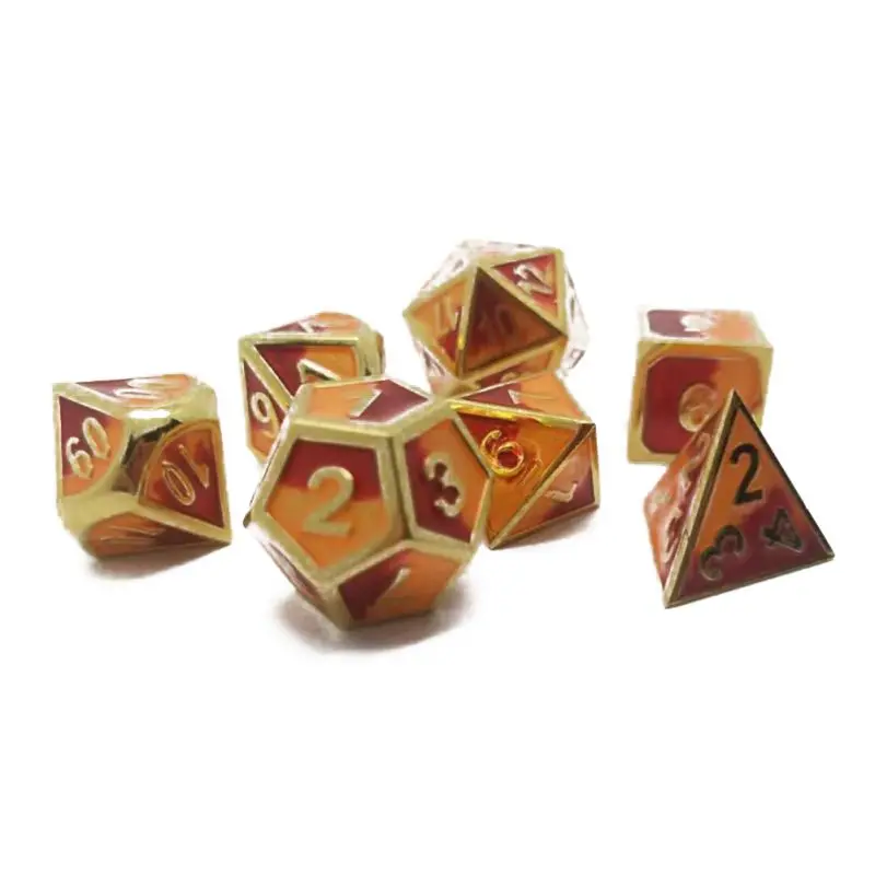 7 шт./компл. металла многогранные кости для DND RPG MTG игра Курсив шрифта кости разные цвета ролевой игры аксессуары