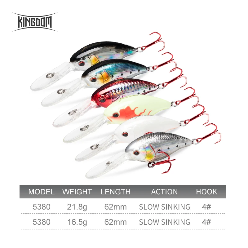 Царство Crankbait жесткая приманка для рыбалки Atificial Minnow Jerkebait 62 мм 16,5 г/21,8 г медленно Тонущая система шума модель 5380