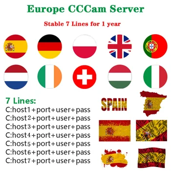 

Hot Sale Europe Spain Portugal Poland Cccam Server 3/5/7lines Satellite Receiver DVB-S2 ccams