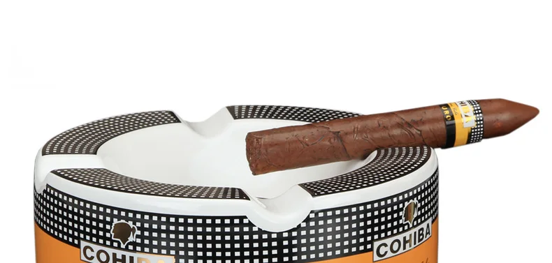 Cenicero portatil de cigarros COHIBA Cenicero de ceramica para el hogar de lujo para tabaco 4 posa bandeja de