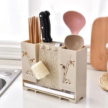 

Wall Mounted Chopsticks Tube Holder Kitchen Tableware Soup Spoon Storage Box PP Chopsticks Cage for Household