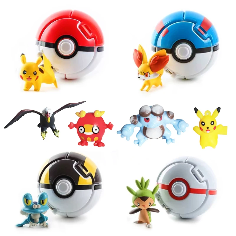 Hot Sale Pokemon Elf Ball Pikachu Pokeball + Random A Fairy Doll Blind Box Anime Figure Model Highly Restored Toys Children Gift | Игрушки и