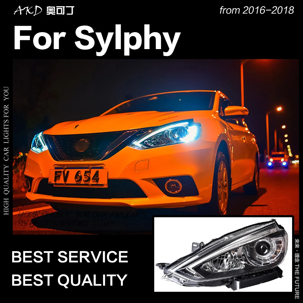 AKD автостайлинг фары для Nissan Sylphy Sentra светодиодный ные 2016 2018 DRL Hid вариант