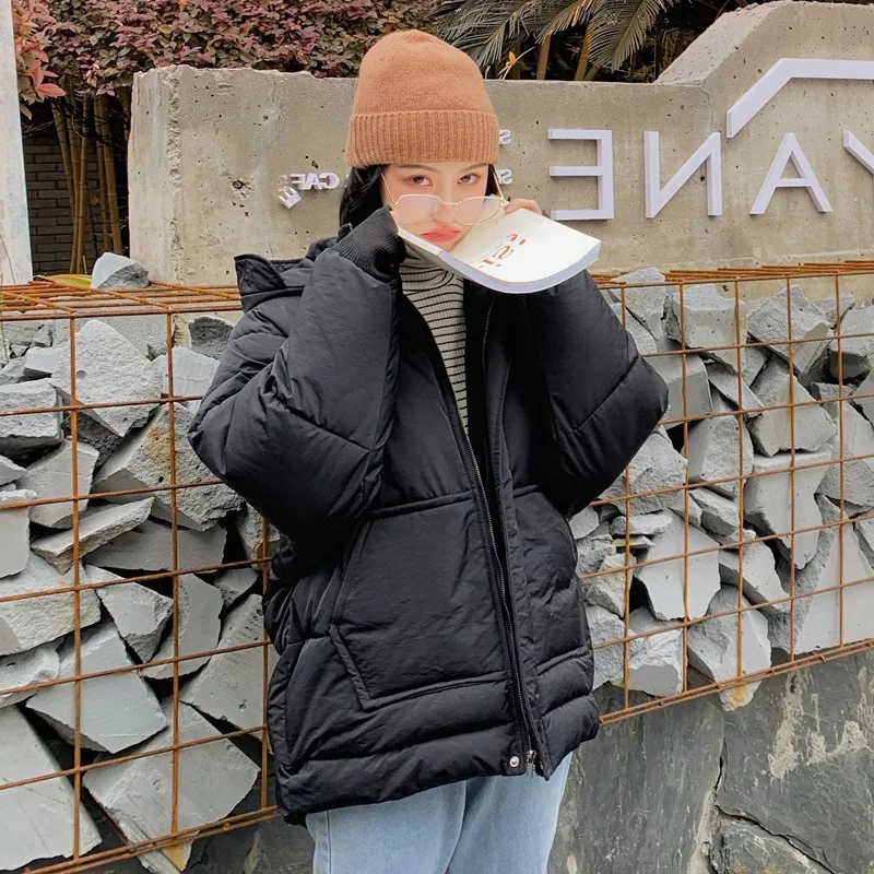 

2019 New Style down Jacket Cotton-padded Clothes Women's Short Loose-Fit Korean-style Harajuku Fat Mm 200 Hooded INS Coat down C