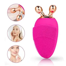 

Electric Facial Cleansing Brush Roller Massager Rechargeable Silicone Sonic Pore Cleanser Skin V Face Care Lifting Anti-wrinkle