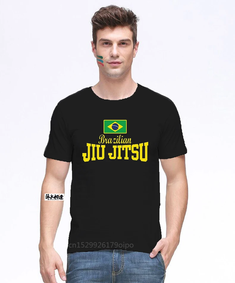 Мужские футболки с изображением флага текста BJJ дзюдо мужские для бразильского