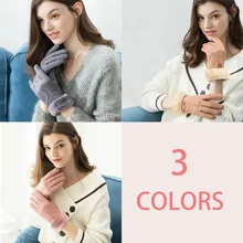 Модные женские зимние перчатки, ветрозащитные теплые перчатки, Классические бархатные замшевые женские перчатки