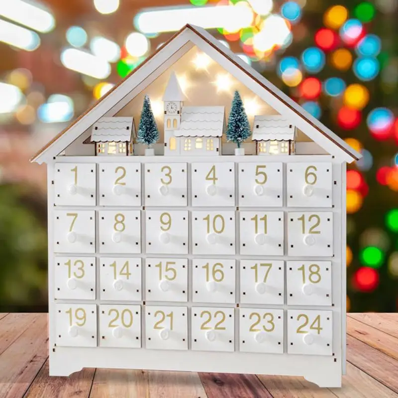クリスマス木製カウントダウンカレンダーライトウッドハウスクリスマスパーティーアドベントカレンダー24収納家の装飾 Advent Calendars Aliexpress