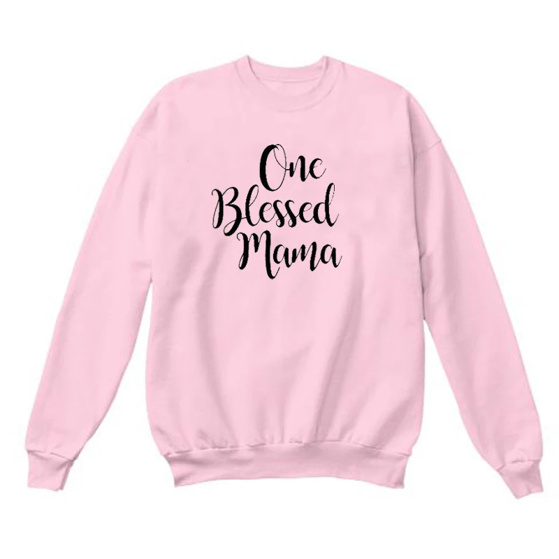 pink One blessed мама толстовка с рисунком Женская мода сердце худи с надписью дни матери подарок хипстер Harajuku Pollovers милые топы - Цвет: pink