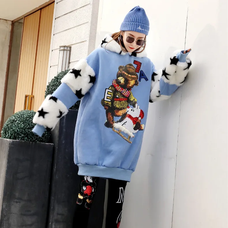 Новые женские толстовки свободные рождественские блестки harajuku милые пуховые модные