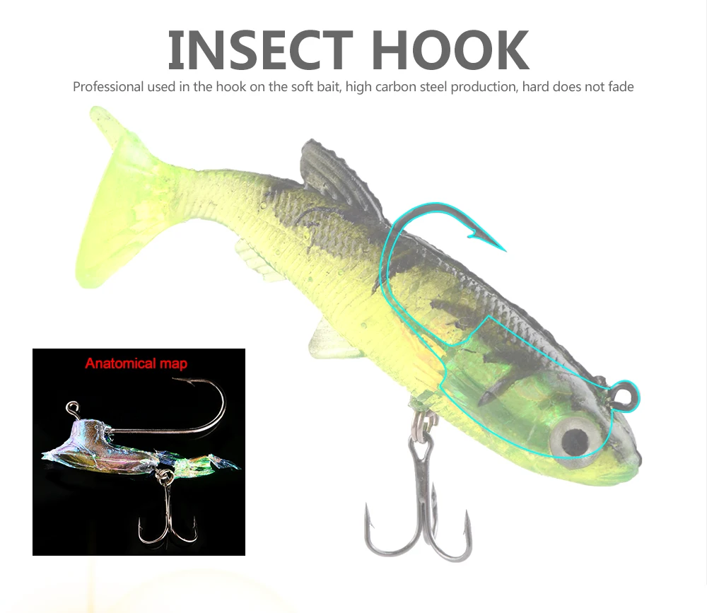 FTK Weiche Silikon Köder Jig Kopf Angeln Lockt T Schwanz 15g 24,5g 3D Augen Swimbait Künstliche Angeln köder – Detail 2