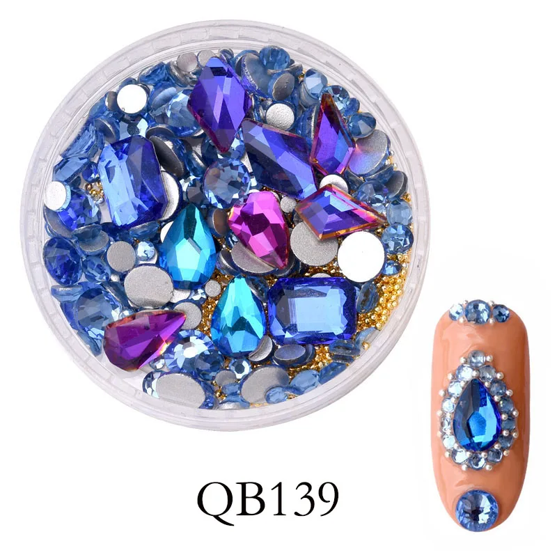 В коробке 3D украшения ногтей с плоскими стеклянными стразами, различные модели используется для различных ногтей украшения QB137-143 - Цвет: QB139