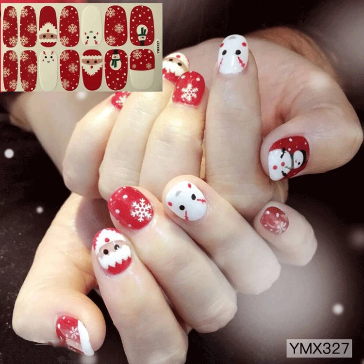 DIY Nail Art ремесло обертывания Рождественская тема наклейки для ногтей Снеговик Снежинка узоры клей год наклейки для подарков - Цвет: ymx327b