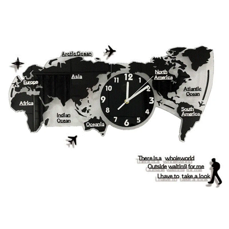 World Map Wall Acrylic Clock Map World Wall Plastic Clock 3d World Map Large Clock Wall
