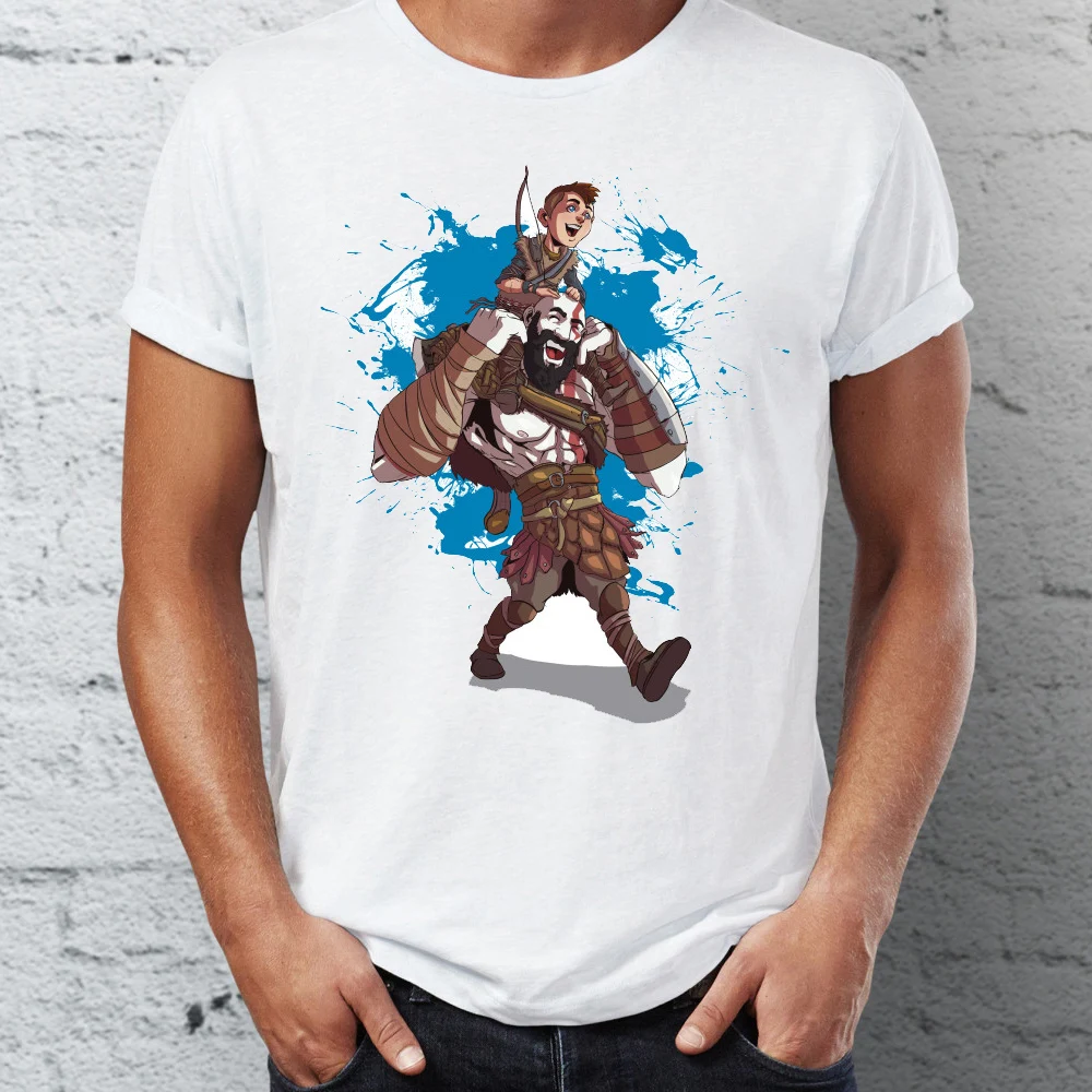 Повседневная мужская футболка God Of War Kratos And Son Badass по игре унисекс футболки Harajuku