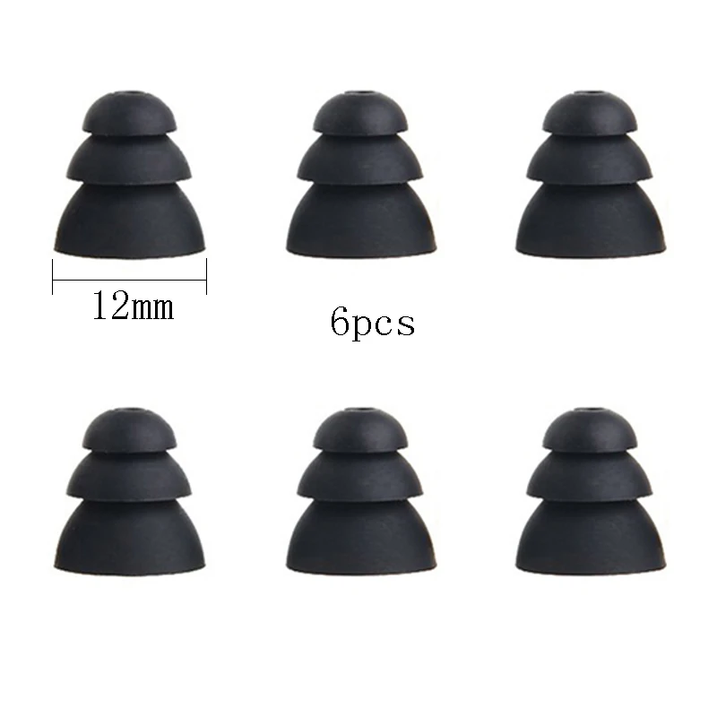 Medium black Ivinxy, 6 шт., трехслойные силиконовые наушники-вкладыши, крышки, сменные вкладыши, вкладыши, наконечники, наушники, вкладыши, амбушюры, подушки - Цвет: Medium black