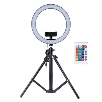 

Photography LED Selfie Cold Warm Lighting Dimmable LED Ring Light Phone Video Light Lamp With Tripod Ring Fill Light