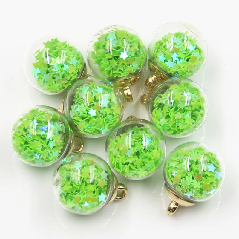 20pcs Charms Star Sequins Transparent Glass Ball 16mm Pendants Crafts Making Findings Handmade Jewelry DIY for Earrings Necklace