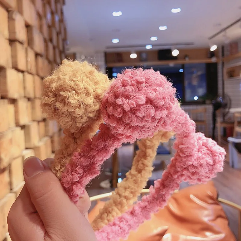 1pc solid colors cute ear design baby girls hairbands kids headbands children hair hoop cashmere headwear hair accessories