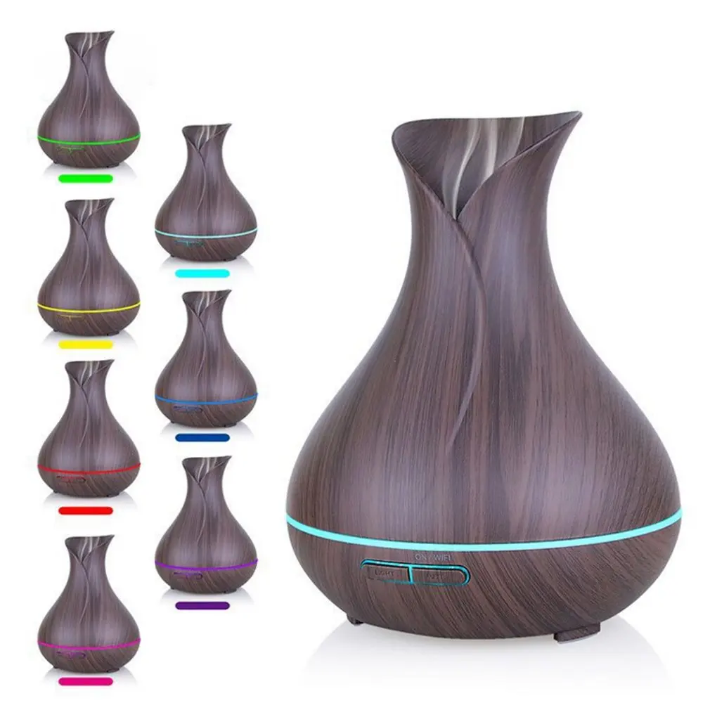 

400ml Wood Grain Petals Aromatherapy Machine Humidifier Colorful Lights Mute Home Office Health Museum Light Wood Grain