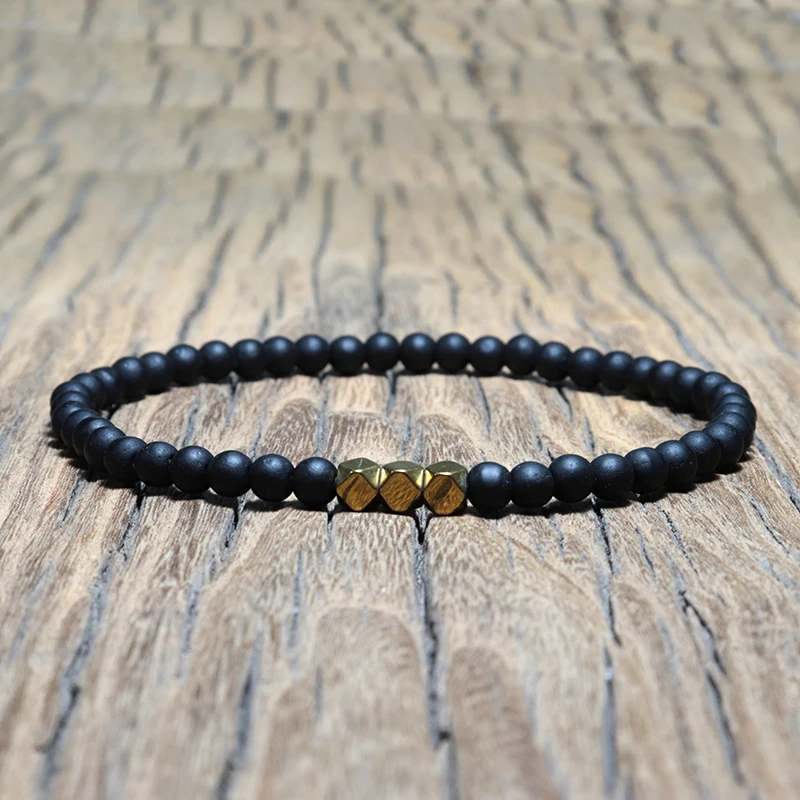 

Antique 6 mm Black Obsidian Bracelet Set Simple Yoga Prayer Beads Mala Braslet For Male Armband Jewelry Homme Pulseira
