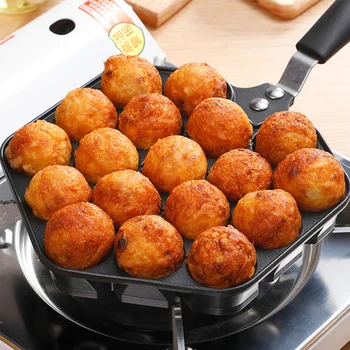 

Takoyaki Pan Aluminum Alloy 18 Holes Cooking Tool BBQ Accessory Restaurant Non Stick Anti Scalding Quail Eggs Baking Mold