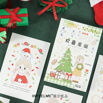 

30 Pcs/Set New Happy Christmas Postcard DIY Hand Painted Greeting Card Message Card Birthday Letter Gift Card