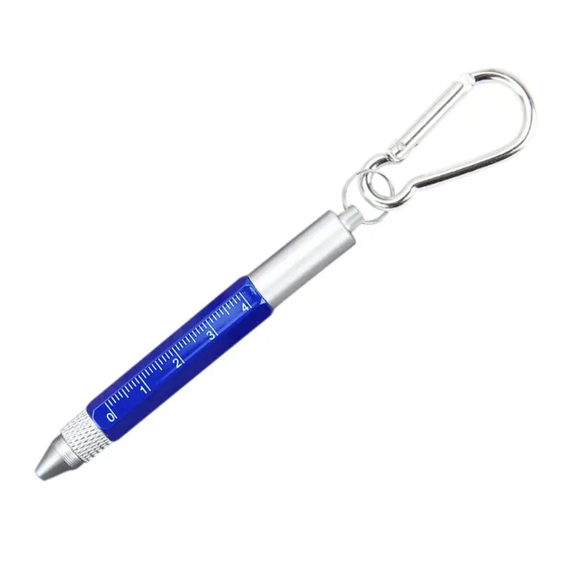 Blue-Carabiner 6 в 1 многофункциональная отвертка шкала уровня сенсорный экран Шариковая ручка инструмент 95AA - Цвет: Blue-Carabiner
