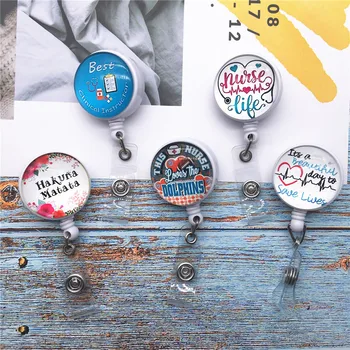

Nurse Retractable Badge Holder Reel Name/ID Card Holders for Nursing and School Student 24 inch Nylon Cord