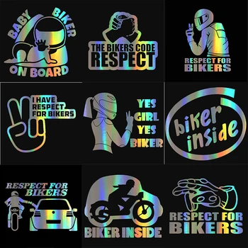 

Motorcycle Sticker Respect for Bikers Reflective Car Stickers Moto Auto Decal Funny JDM Vinyl On Car styling