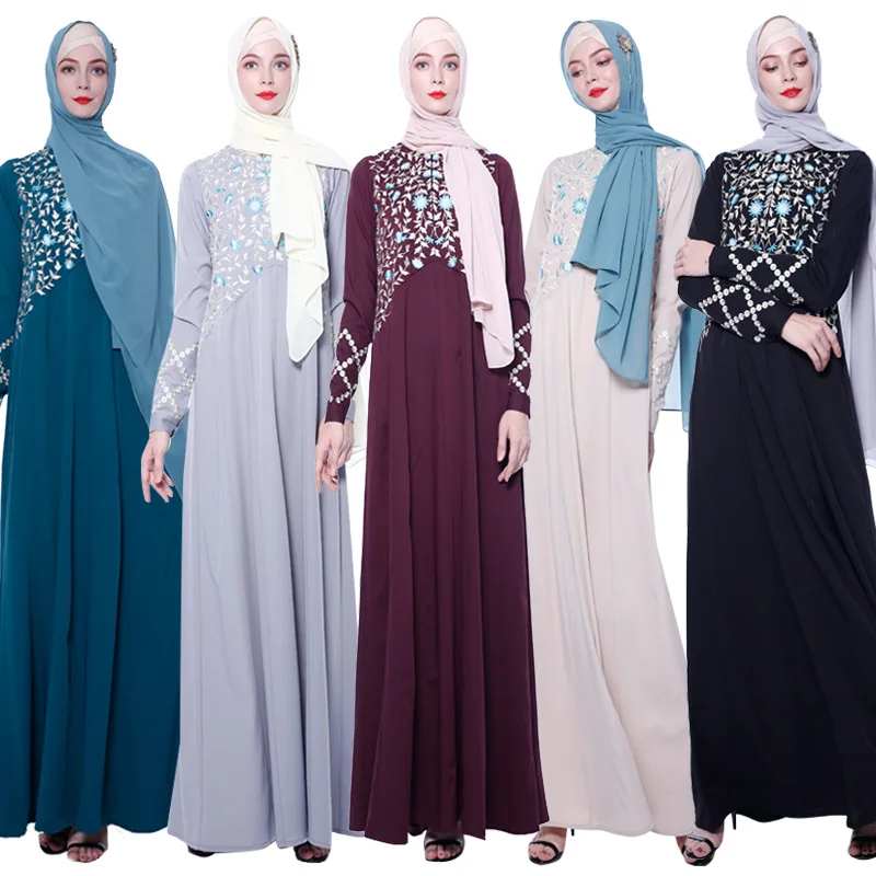 

Dubai Abaya Middle East Robe Ramadan clothes diamond And Sequins GlitterKaftan Jibab Islamic Muslim Dress for Lady