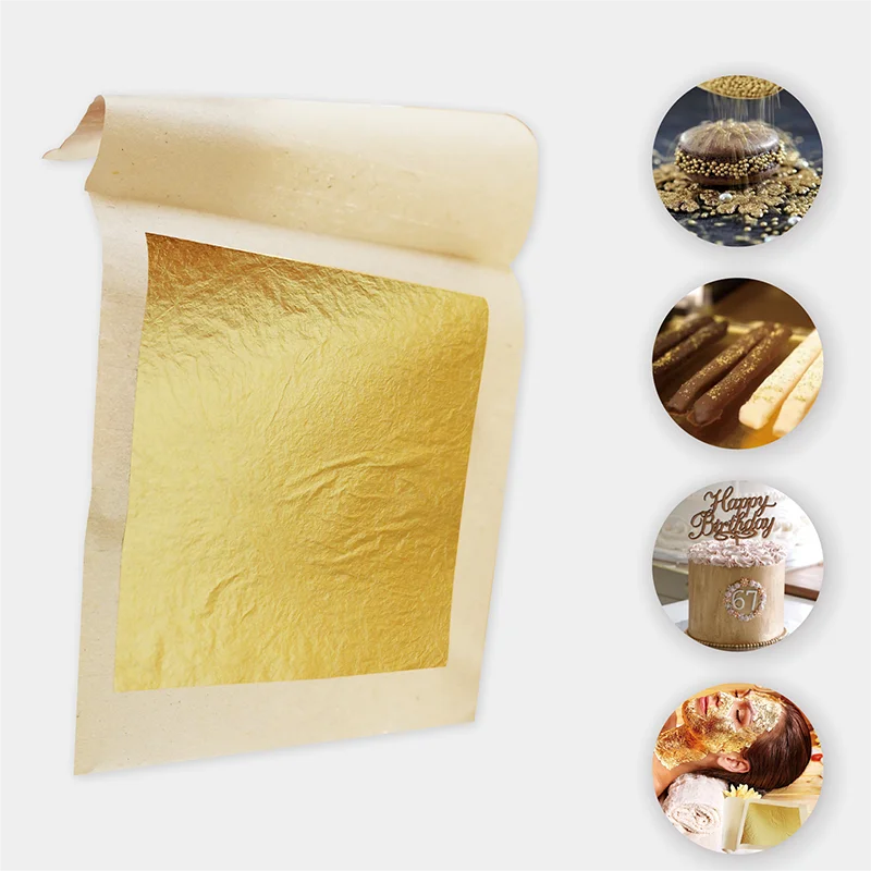 Edible Gold Leaf Sheets Cakes  24k Edible Gold Leaf Foil Sheets - 24k Gold  Leaf Foil - Aliexpress