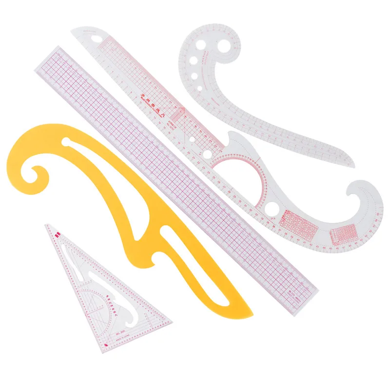 Style 4 Multi Function Looen Curve Ruler Drawing Line Straight Sewing Clothing Rulers Sleeve Arm Curve Cutting Ruler Button Comma Set - Цвет: Style 4