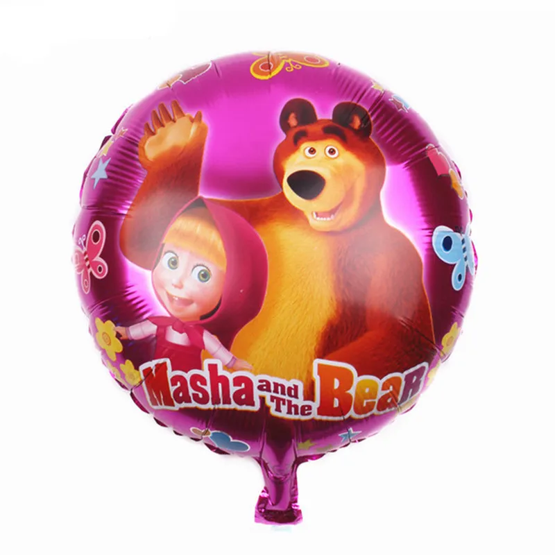 18inch Masha And Bear Foil Balloon Party Supplies Decoration Birthday Party Decorations Kids Toy Air Balloon Baby Shower - Color: Pink-1pcs