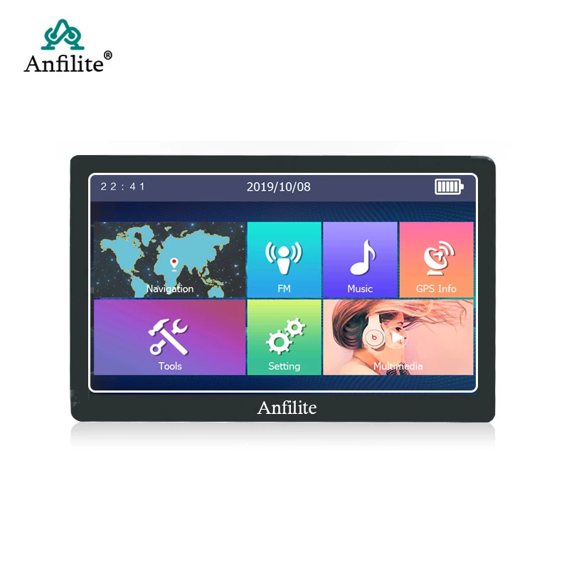 Anfilite Портативный 7 дюймовый HD Автомобильный GPS навигатор спутниковый 256/8 ГБ
