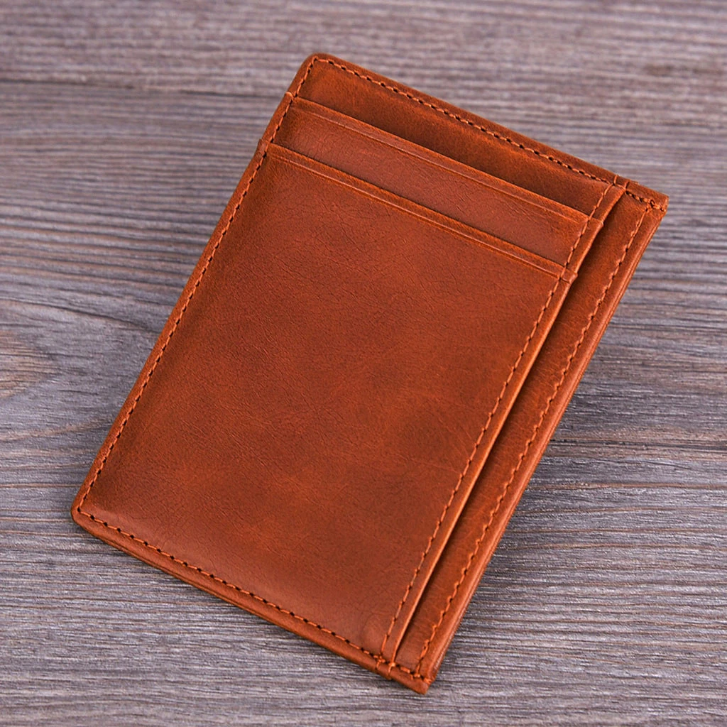 

New Arrival Wallets Thin Leather Mini Slim Women Ultra-thin Card Holder Mens Business Small Purse Leather Card Case 817