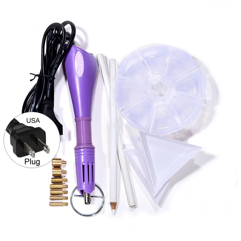 Purple-USA Plug Лучший набор инструментов DIY! Быстрый нагрев горячей фиксации аппликатор палочка пистолет с горячей фиксации стразы на кристалле B2279 - Цвет: Purple-USA Plug