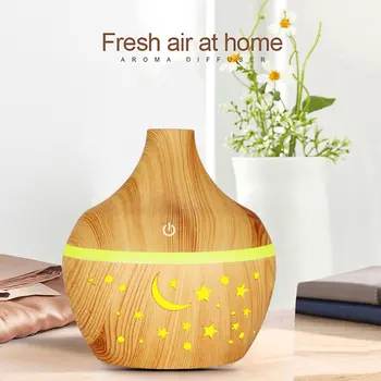 

ELOOLE Air Humidifier 300ml Aroma Essential Oil Diffuser Wood Grain Ultrasonic USB Mist Maker Home Humidifier 7 Colors LED Light