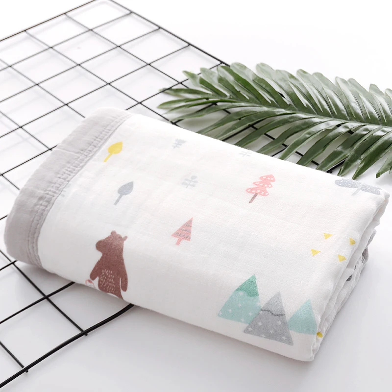 

Newborn Baby Bath Towel Summer Towels Blanket Scarf Wash Cloths Cotton toddler Sleeping blankets Gauze Quilt Printing YMH004