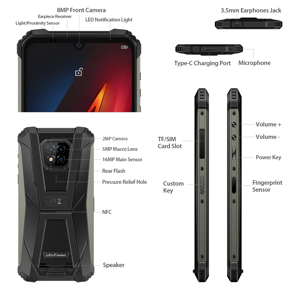 Ulefone Armor 8 Android 10 Смартфоны NFC Helio P60 4 Гб + 64 мобильный телефон Octa core 2 г/5G Wi Fi 6 1