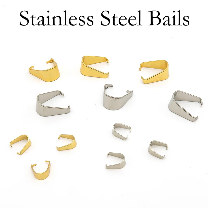 50 x Stainless Steel Pinch Bails For Jewelry Making Pendants Necklace Clip Clasps